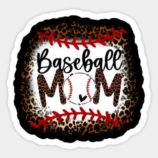 Leopard Baseball Mom   Baseball Mom Mother's Day Sticker